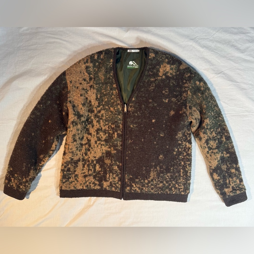 Zara "Rocky Sunset" knit cardigan zip sweater